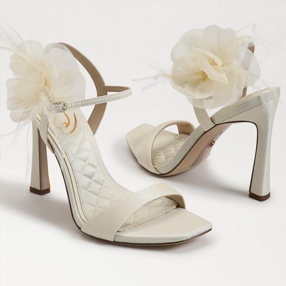 Sam Edelman Shoes - Sam Edelman Leana Pearl Shoes Women's Size 9.5 Ivory Silk Floral Heels Bridal